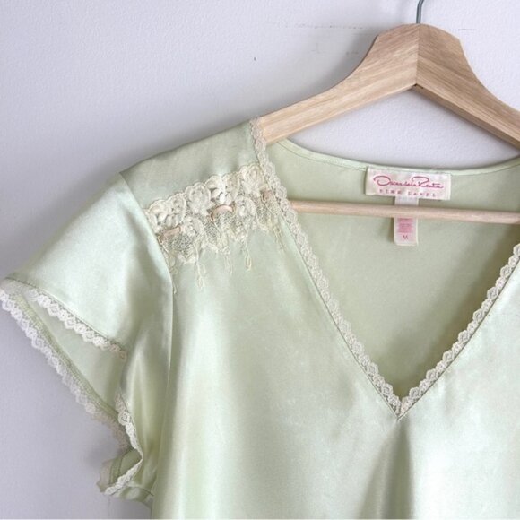Vintage Oscar De La Renta Green Lace Night Gown - Picture 2 of 7